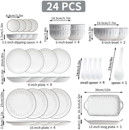 Ceramic Dinnerware Set, Series Kavara Ⅱ, (Blue Stripes) - Image 3