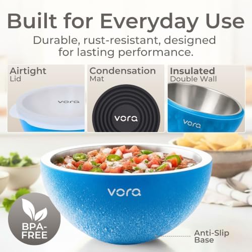 35oz Blue Stainless Steel Dip Chiller Bowl with Lid (2 Pack) - Image 3