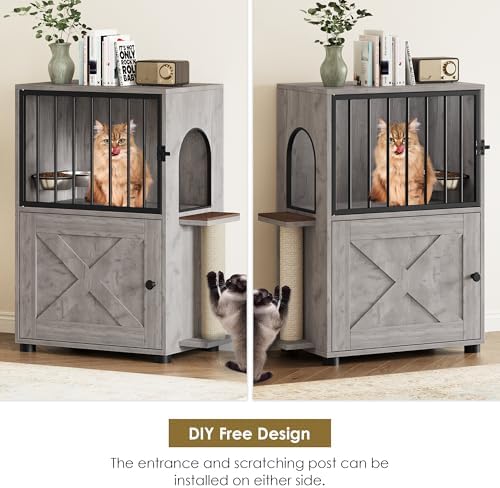 Dog Proof Cat Feeding Station, Dog Proof Cat Feeder, Cat Food Table, Gray - Image 5
