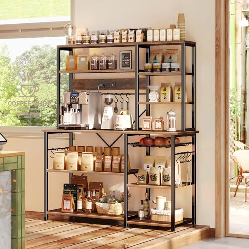SUPERJARE Large Bakers Rack with Power Outlets, 47.2 Inches Microwave Stand - Image 6