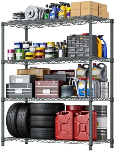 IZEUK Heavy Duty 4-Tier Chrome Metal Rolling Shelving Unit for Storage by IZEUK