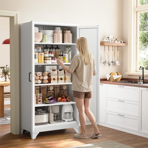 Yizosh Metal Storage Cabinet with Doors and 4 Adjustable Shelves - Image 2