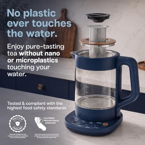 Viante Alba Electric Tea Kettle, Infuser, No Plastic, 1.5L, Midnight Blue - Image 3