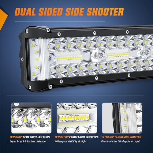 Nilight Side Shooter LED Light Bar 20 Inch Triple Row Spot Flood Combo Lights Work Lighting with 5Pin Rocker Switch Wiring Harness Kit for Off-Road Light on Truck SUV ATV UTV - Image 5
