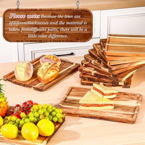 Roshtia 12 Pcs Acacia Wood Serving Tray Dinner Plates,10'' X 14'' X 0.6'' - Image 4