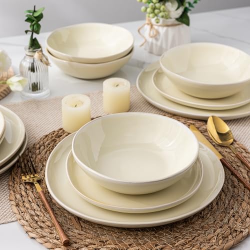 AmorArc Ceramic Dinnerware Sets for 4, 12Pcs Plates and Bowls Sets Dishes - Image 4