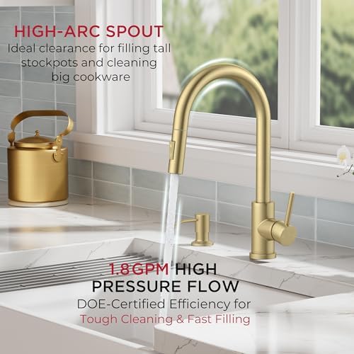 FORIOUS Gold Touch Kitchen Faucet with Pull Down Sprayer, Single Hole - Image 6