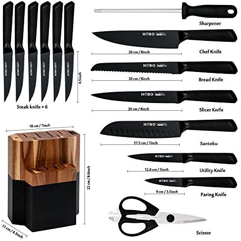 Knife Block Set, 15 Piece Stainless Steel Knife Set - Image 2