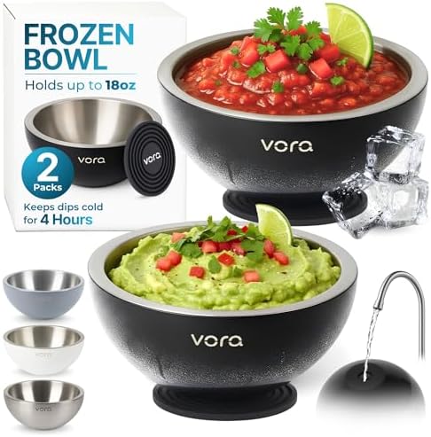 18oz Black Stainless Steel Dip Chiller Bowl (2 Pack) by VORA