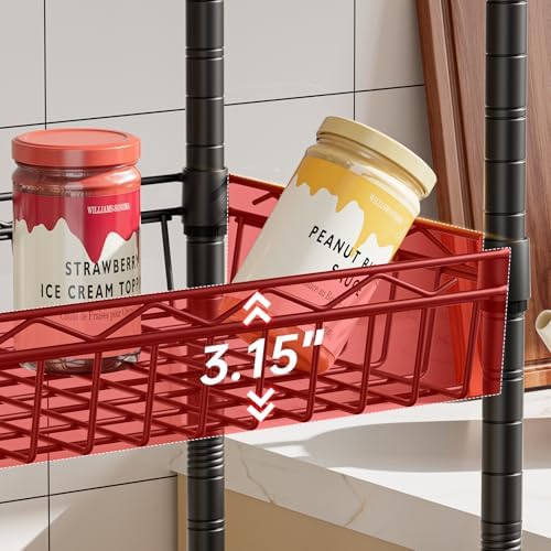 SINGAYE 6 Tier Shelf Wire Shelving Adjustable Storage Shelves Basket Rack - Image 4