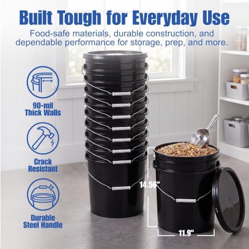 ePackageSupply 5 Gallon Bucket - Food Grade w/Lid BPA-Free,120 Pack - Black - Image 4