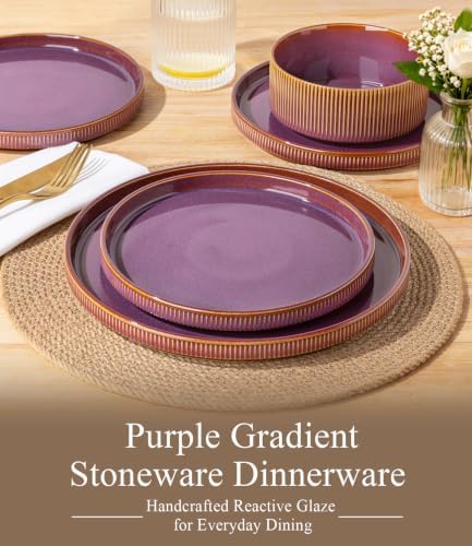 GBHOME Stoneware Dinnerware Sets for 4, 12-Piece Plates and Bowls Set - Image 3