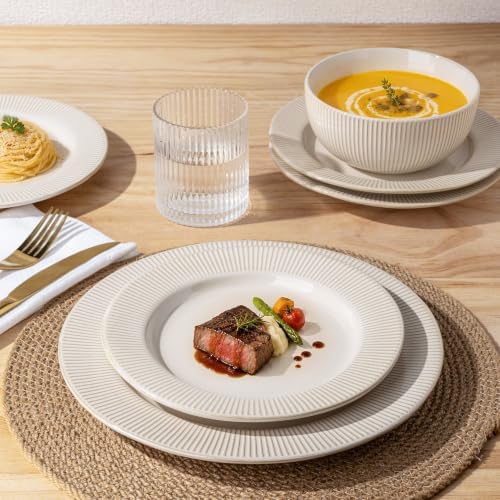 GBHOME Ceramic Dinnerware Sets of 4,12 pcs Plates and Bowls Sets Dishes - Image 3