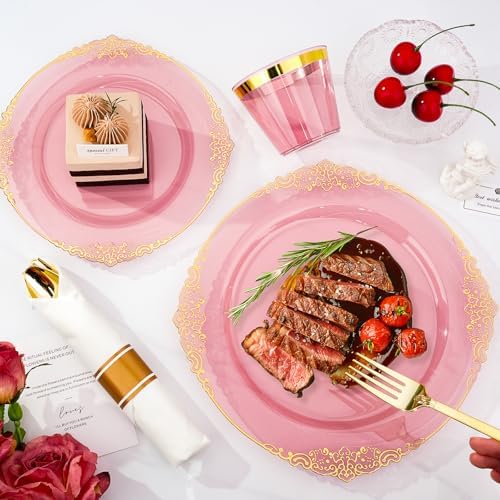 Bestluck 175PCS Burgundy Disposable Dinnerware for 25 Guests - Image 6
