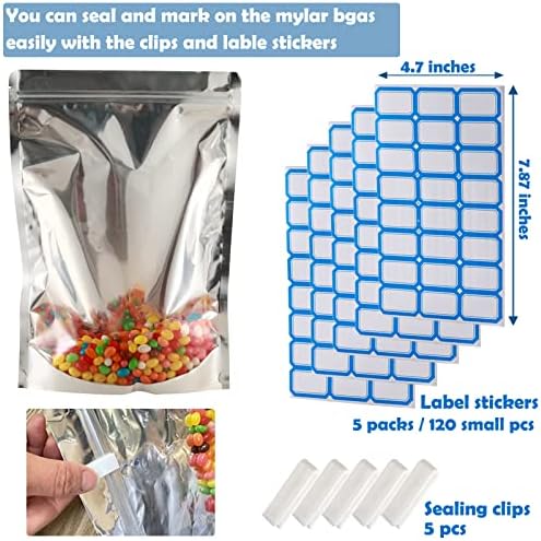 100-pack Large 14" x 10" Zipper Mylar Bags for Food Storage 1 Gallon Resealable Stand-up Aluminum Foil Bags Silver Smell Proof Pouch Bags with Clear Window for Kitchen Storage Edible Packaging - Image 4