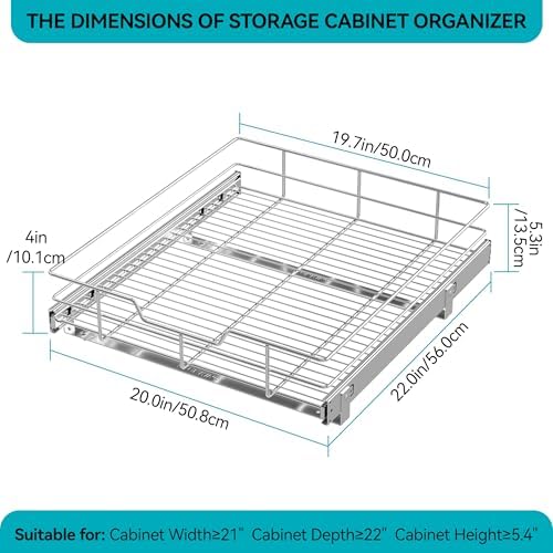 Pull Out Cabinet Organizer 21" W X 22" D, Chromed, Full Slide Out Drawers - Image 2