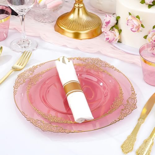 Bestluck 175PCS Burgundy Disposable Dinnerware for 25 Guests - Image 5