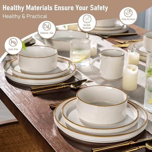 GBHOME Stoneware Dinnerware Sets for 6, 18-Piece Plates and Bowls Set - Image 5