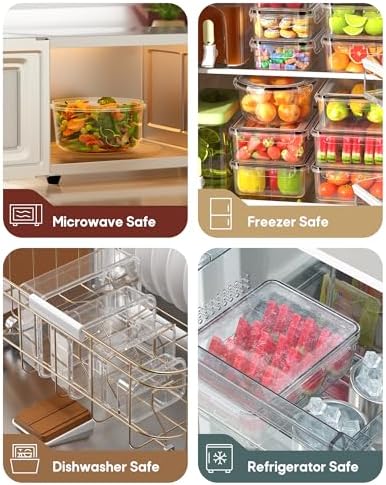 70 PCS Food Storage Containers with Lids Airtight, (35 Lids & 35 Containers) Leak proof Containers Set for Kitchen, Meal Prep, BPA-Free, PVC-Free Plastic, Microwave/Dishwasher Safe, Extra Labels & Pen - Image 6