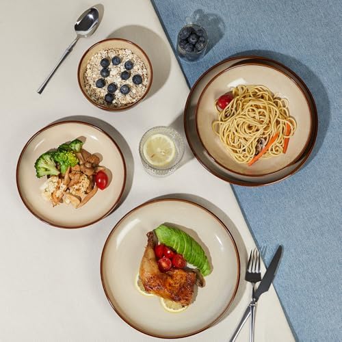 Pokini Stoneware Dinnerware Sets for 6, 24pcs Plates and Bowls Sets Dishes - Image 5