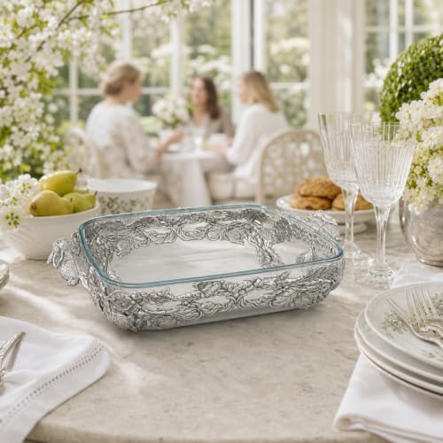 Arthur Court Bunny Pattern Casserole Dish Holder Trivet for 3 Quart Glass Dish - Elegant Easter Table Serveware - 18 Inch Long - Image 5
