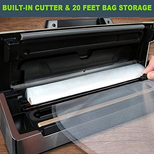 Potane Precision Vacuum Machine,Pro Food Sealer with Built-in Cutter and Bag Storage(Up to 20 Feet Length), Both Auto Manual Options,2 Modes,Includes 2 Bag Rolls 11”x16’ and 8”x16’,Compact Design - Image 2