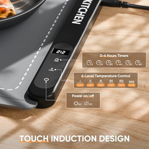 NEWKITCHEN Warming Mat for Food, (XXL 36"x16") Food Warming Mat for Countertop 6 Temp & 6 Hour Settings Upgrade Graphene Fast Full Surface Heating -Versatile Food Warmer for Gatherings, Parties - Image 4