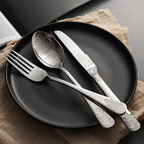 Silverware Set 40 Pieces Stainless Steel Flatware Cutlery Set Service for 8 Kitchen Utensil Tableware Sets Include Knives Forks Spoons for Kitchen Home Restaurant - Image 5
