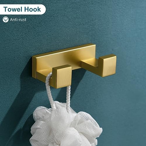 4-Piece Modern Gold Bathroom Hardware Accessories Set - Towel Bar & Holder, Stainless Steel, Wall Mounted, 23.6 Inch - Image 5