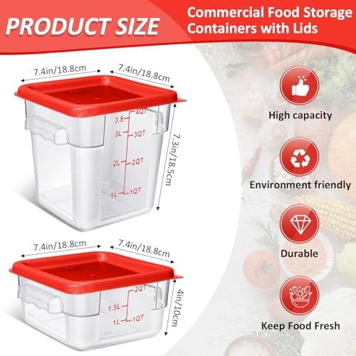 Yungyan 16 Pcs Restaurant Food Storage Containers with Lids Set, Red Lids - Image 2
