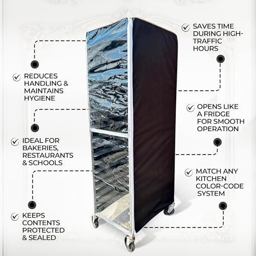 Bakery Food Pan Sheet Rack Cover | Size: 23"W x 28"L x 33"H | Material: Heavy-duty Nylon | Zippers: 2 | Color:Black | Pack of 1 - Image 6