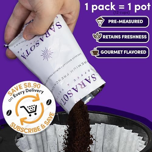 Coffee Packets – Dark French Roast Ground, 2.5oz Extra-Strong Pre-Measured Packs for 12-Cup Drip Brewers, Bulk Single-Pot Fractional Bags, 36 Count | Sarasota Coffee - Image 3