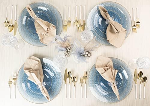 PLASTICPRO 128 Piece Combo Plates Set includes 64-7'' inch Plates & 64-10'' inch Blue Hammered Plastic Party Plate Premium heavyweight Elegant, Disposable, Tableware, Dishes, - Image 5