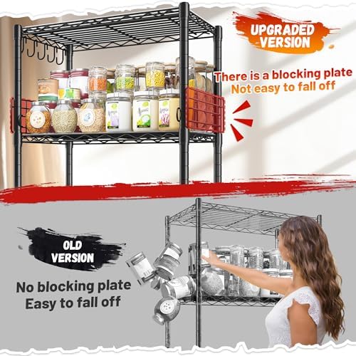 REIBII 59.1" H Storage Shelves, Side Blockers & Hooks, for Kitchen - Image 5