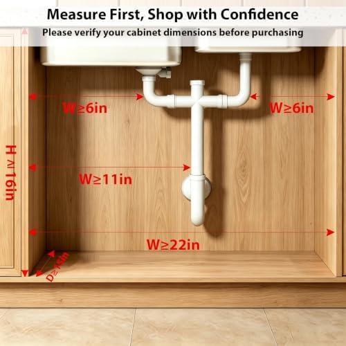 2 Pack Upgraded Under Sink Organizer, 2 Tier Pull out Kitchen Cabinet Organizer Metal Slide out Bathroom Organizers and Storage Makeup Drawer Organizer for Office Bedroom Restroom Living Room, L-White - Image 2