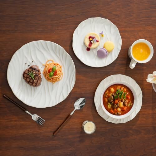 Ceramic Dinnerware Sets for 4, 16 pcs Plates and Bowls Sets, Reactive Glaze Ceramic Dish Set, Scratch Resistant, Microwave & Dishwasher Safe, Highly Chip and Crack Resistant Dishware sets, Cream White - Image 7