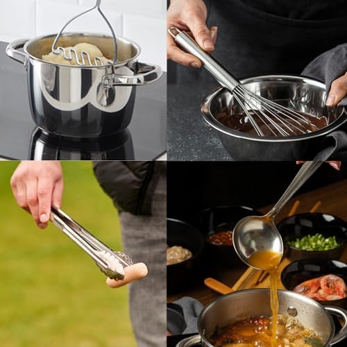 Avador® Premium Set of 10 Stainless Steel Kitchen Tool Set with Holder Easy To Clean, Space Saving, Great for Cooking, Baking, Prepping (Pack of 2) - Image 7