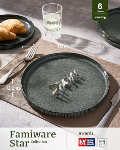 famiware Star 10/8 inches Dinner Plates Set for 6, Deep Forest - Image 3