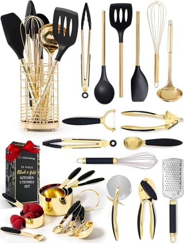Styled Settings Black and Gold Kitchen Utensils Set, 23-Piece by STYLEDSETTINGS