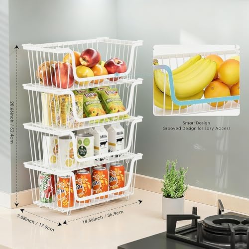 GAOKASE 4 Pcs Stackable Wire Baskets,14.57" L x 7.09" W x 5.12" H - Image 2