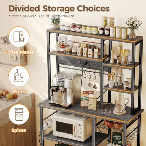 SUPERJARE Large Bakers Rack with Power Outlets, 39.5 Inches Microwave Stand - Image 5