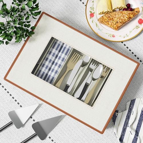2-Pack Flatware Storage Box, Silverware Organizer with Clear Lid, Ivory - Image 6