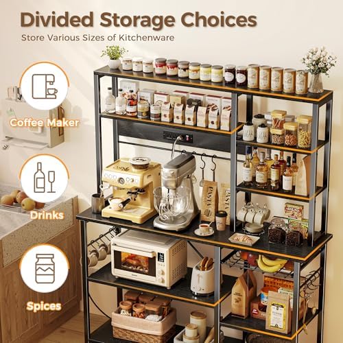 SUPERJARE Large Bakers Rack with Power Outlets, 47.2 Inches Microwave Stand - Image 5