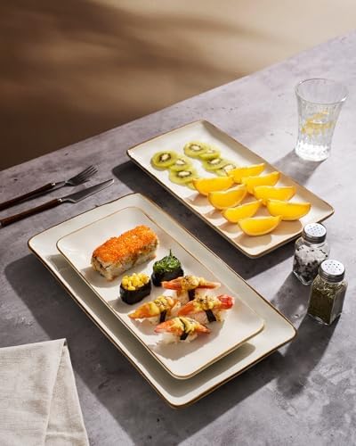 Famiware Serving Platters Set of 3 Sizes - Rectangular, Vanilla White - Image 4