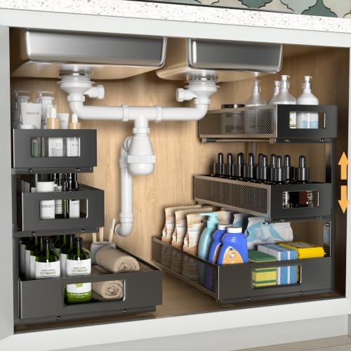 Under Sink Organizer, 3-Tier Height Adjustable Pull Out Cabinet Organizer by Unknown