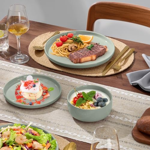 E-far Plates and Bowls Sets, 24Pcs Stoneware Ceramic Dinnerware Dishes Sets - Image 4