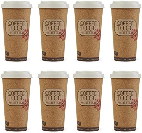 Life Story 8 Pack Corky Cup, 16 Oz Reusable Insulated Travel Mugs, Brown by LifeStory