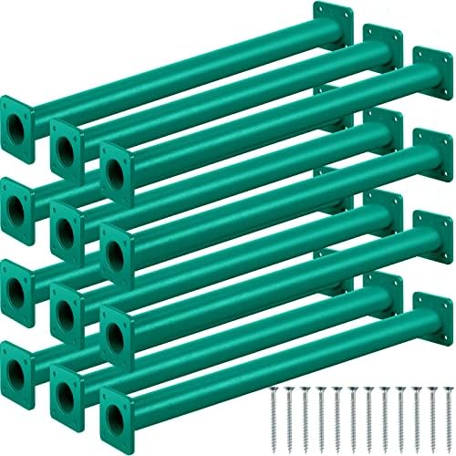 Dunzy 12 Pack Monkey Bars Swing Set Accessories Rods Playset Ladder Rungs Hardware Kit Steel Monkey Bar with Screws for Backyard Playground Equipment Mounting Plates(16.5 Inch,Green) by Dunzy