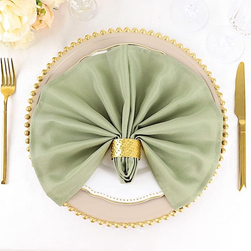 Balsa Circle 20 pcs 17-Inch Eucalyptus Green Polyester Table Napkins Reusable Washable Wedding Party Dinner Linens Tableware Supplies - Image 3