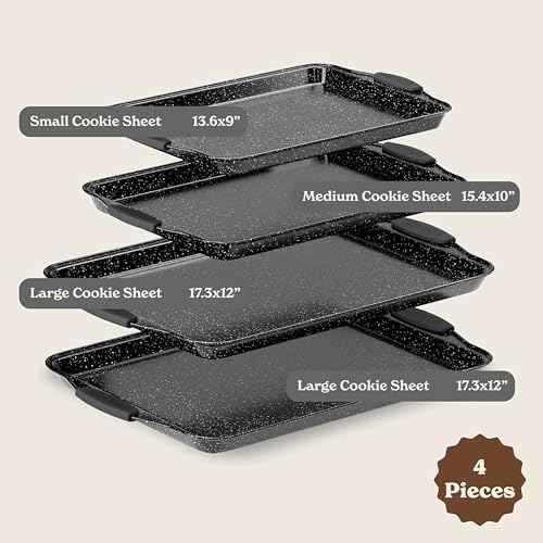 Country Kitchen Nonstick Stackable Bakeware Set - Heavy Duty, Durable, Easy Release Baking Set, Black, 4 Pcs - Image 2